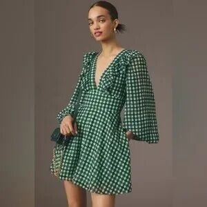 Hutch Long-Sleeve Deep-V Romper Emerald
Green Plaid
M